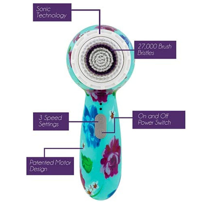 Facial Cleansing + Exfoliation Brush System with 3 speeds, Serum Infusion Head + Travel Case