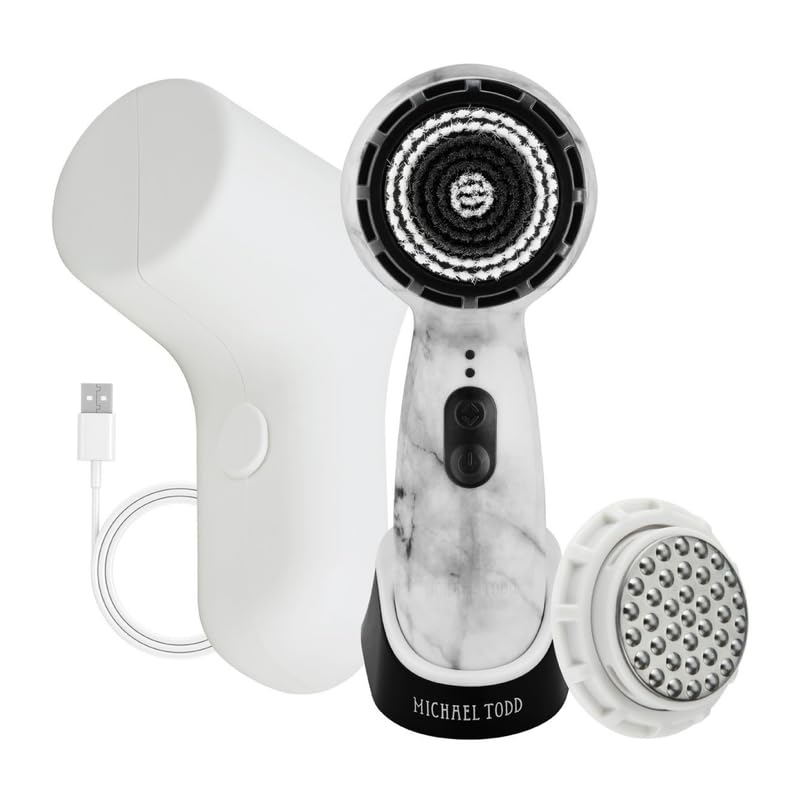 Facial Cleansing + Exfoliation Brush System with 3 speeds, Serum Infusion Head + Travel Case