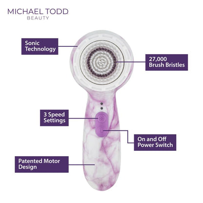 Facial Cleansing + Exfoliation Brush System with 3 speeds, Serum Infusion Head + Travel Case