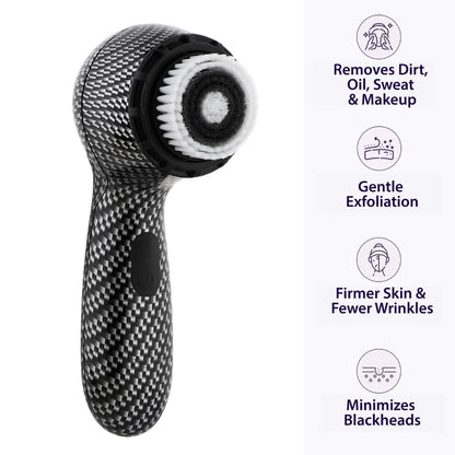 Facial Cleansing + Exfoliation Brush System with 3 speeds, Serum Infusion Head + Travel Case