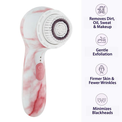 Facial Cleansing + Exfoliation Brush System with 3 speeds, Serum Infusion Head + Travel Case