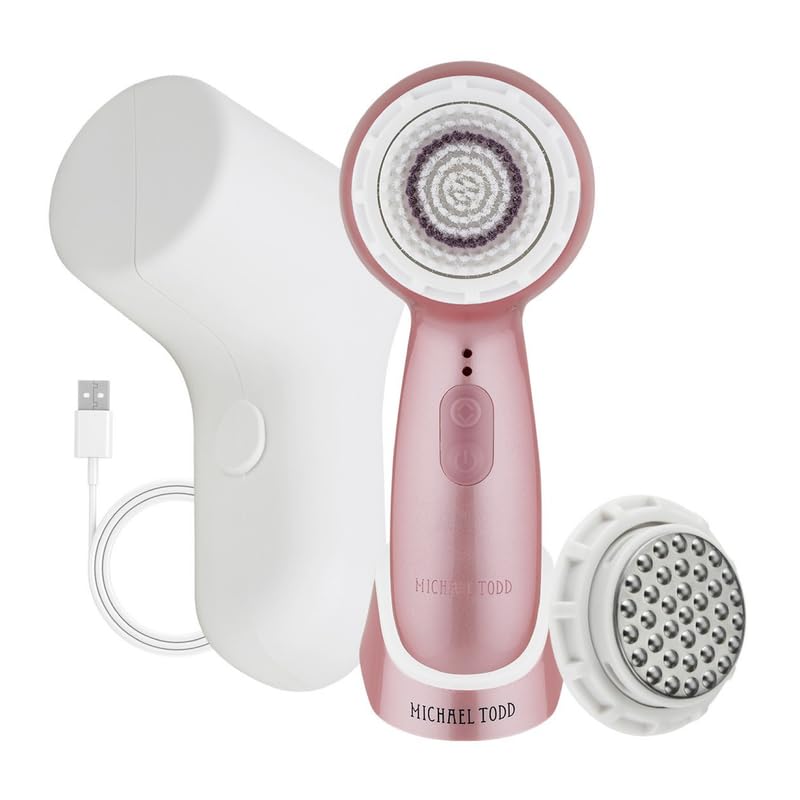 Facial Cleansing + Exfoliation Brush System with 3 speeds, Serum Infusion Head + Travel Case