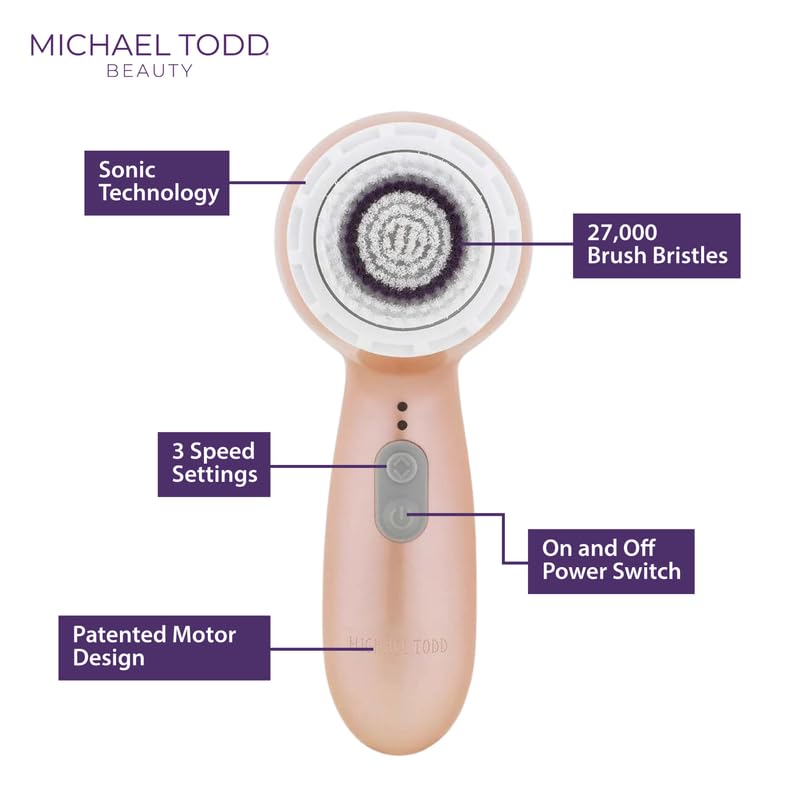 Facial Cleansing + Exfoliation Brush System with 3 speeds, Serum Infusion Head + Travel Case