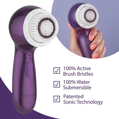 Facial Cleansing + Exfoliation Brush System with 3 speeds, Serum Infusion Head + Travel Case