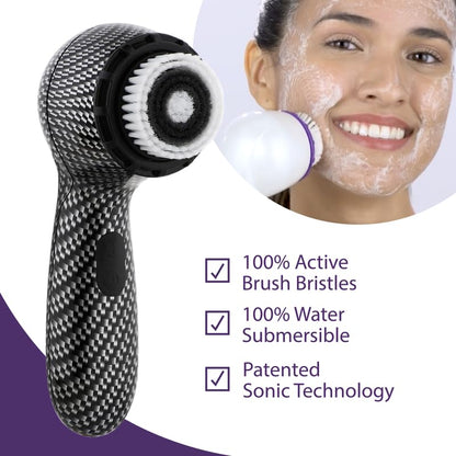 Facial Cleansing + Exfoliation Brush System with 3 speeds, Serum Infusion Head + Travel Case