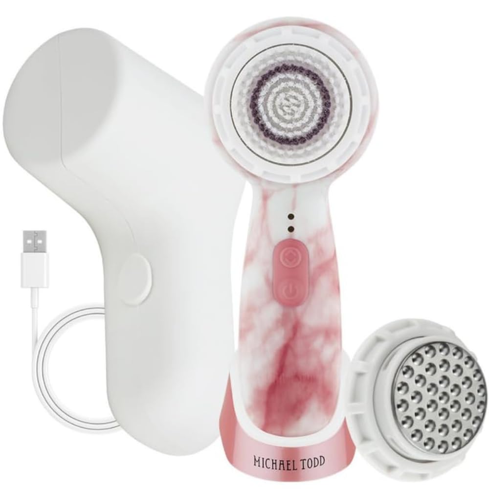 Facial Cleansing + Exfoliation Brush System with 3 speeds, Serum Infusion Head + Travel Case