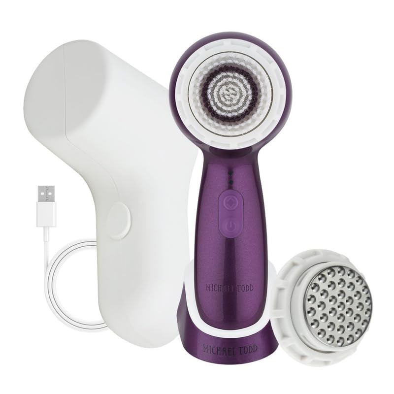 Facial Cleansing + Exfoliation Brush System with 3 speeds, Serum Infusion Head + Travel Case