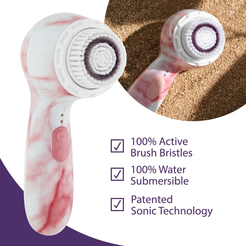 Facial Cleansing + Exfoliation Brush System with 3 speeds, Serum Infusion Head + Travel Case