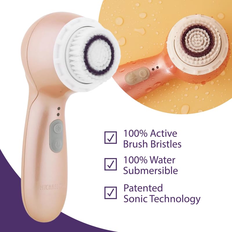 Facial Cleansing + Exfoliation Brush System with 3 speeds, Serum Infusion Head + Travel Case