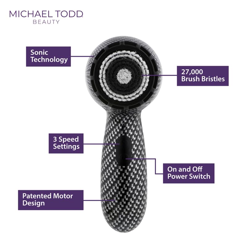 Facial Cleansing + Exfoliation Brush System with 3 speeds, Serum Infusion Head + Travel Case