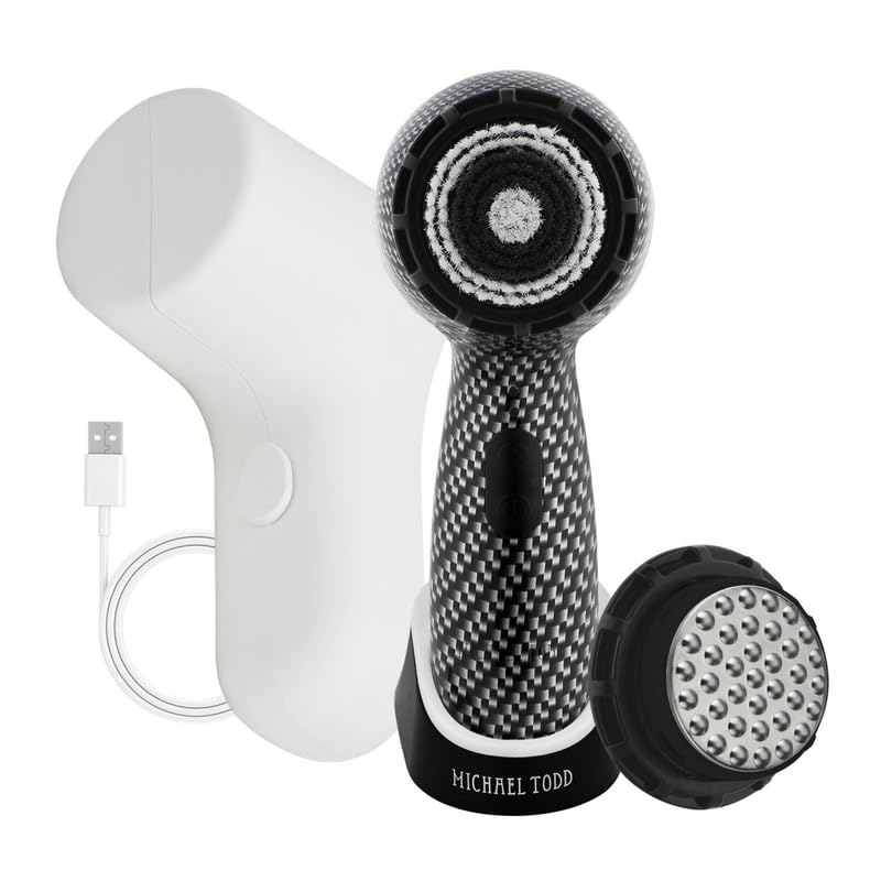 Facial Cleansing + Exfoliation Brush System with 3 speeds, Serum Infusion Head + Travel Case