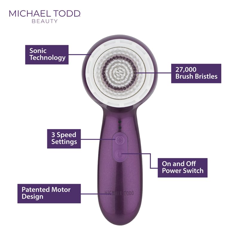 Facial Cleansing + Exfoliation Brush System with 3 speeds, Serum Infusion Head + Travel Case