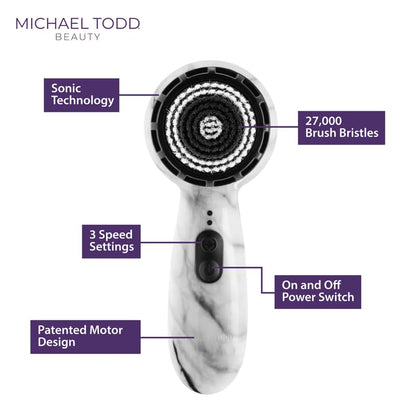 Facial Cleansing + Exfoliation Brush System with 3 speeds, Serum Infusion Head + Travel Case