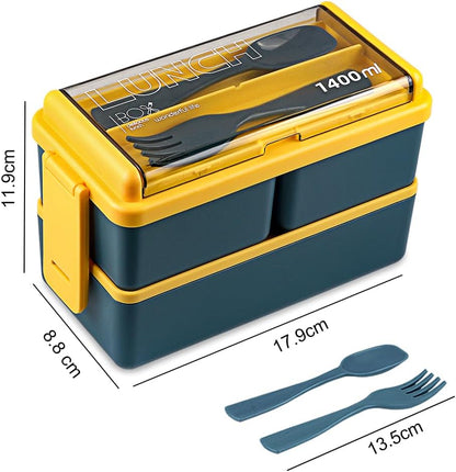 Adult Kids Tiffin Boxes Leakproof with Removable Compartments Lunch Box - 1400 ml