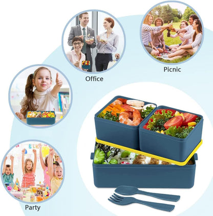 Adult Kids Tiffin Boxes Leakproof with Removable Compartments Lunch Box - 1400 ml