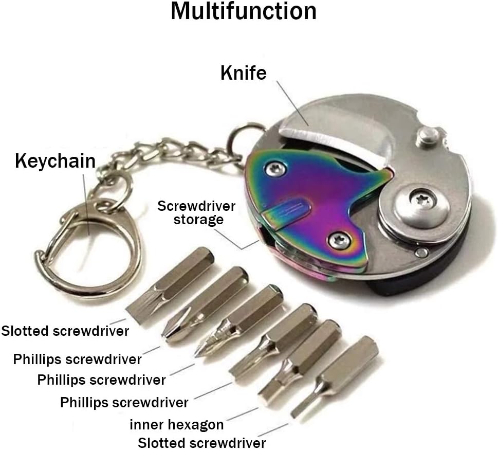 Pocket Fold Mini Multifunctional Coin Knife Screwdriver Keyring Survival Tool