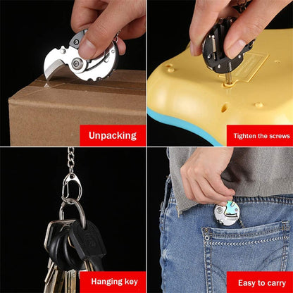 Pocket Fold Mini Multifunctional Coin Knife Screwdriver Keyring Survival Tool