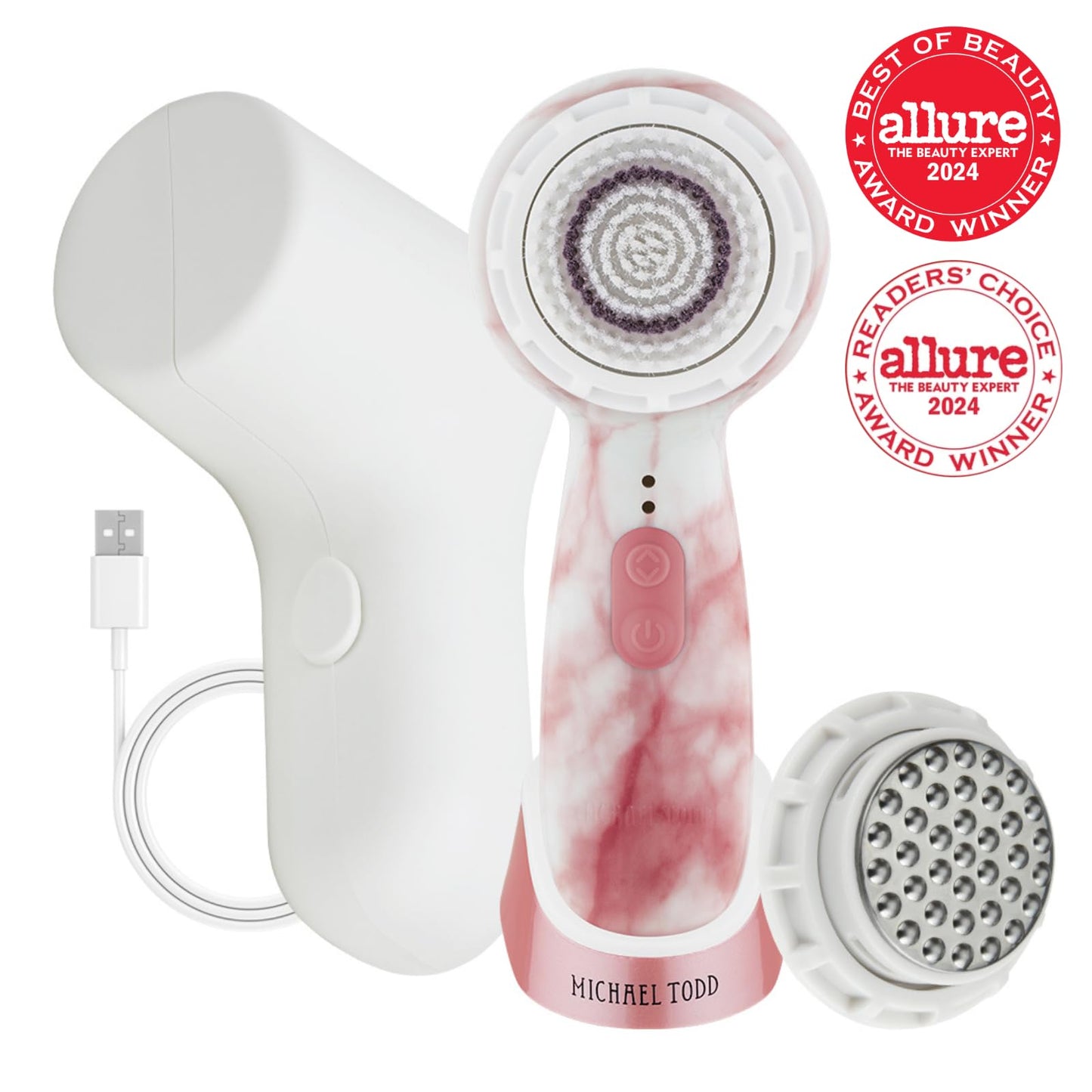 Facial Cleansing + Exfoliation Brush System with 3 speeds, Serum Infusion Head + Travel Case