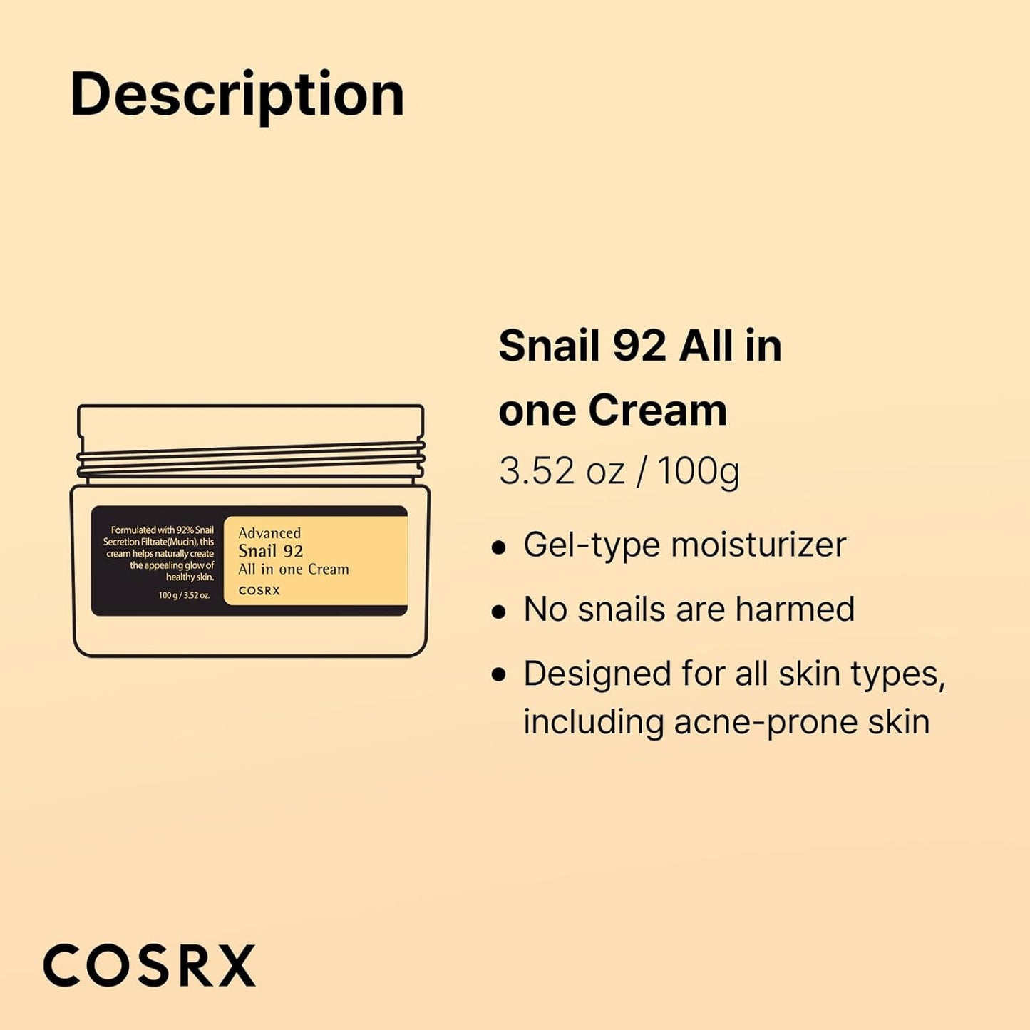 COSRX Snail Mucin 92% Face Moisturizer