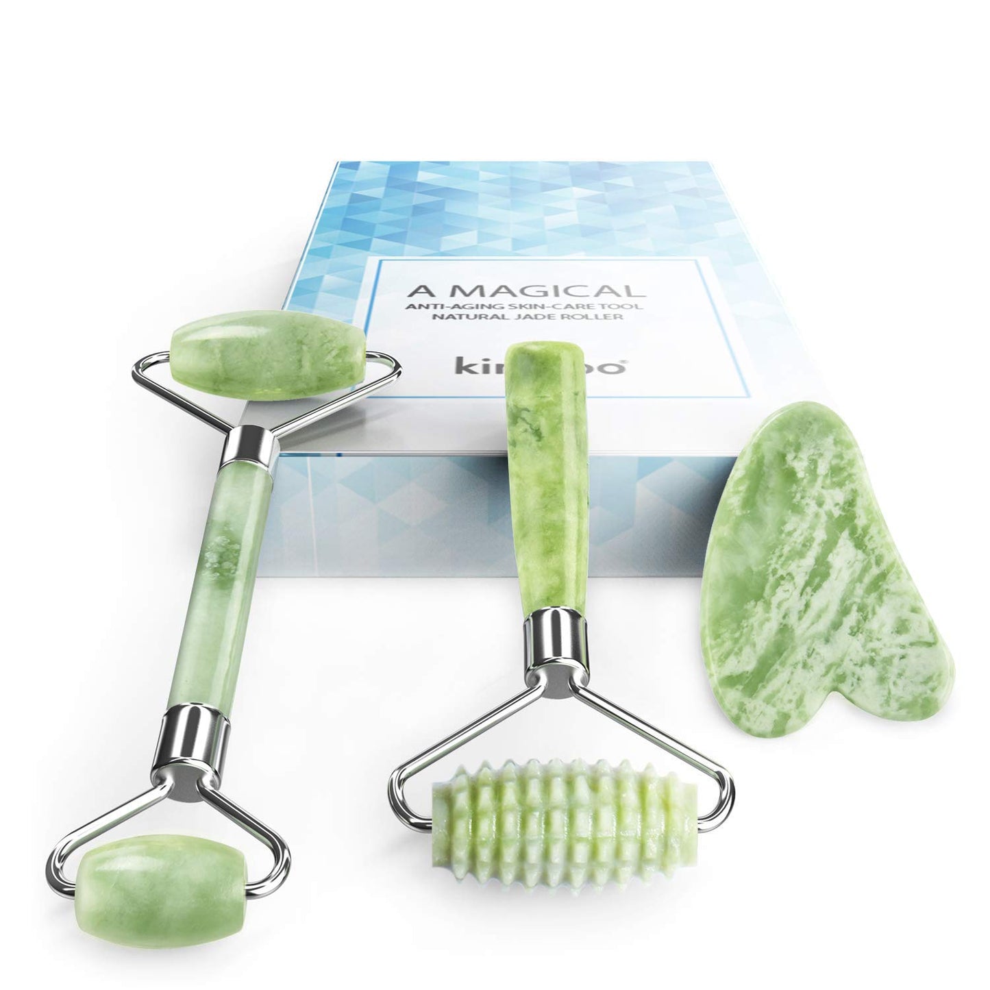 Jade Roller and Gua Sha for Face-3 in 1 Kit Facial Massager Tool