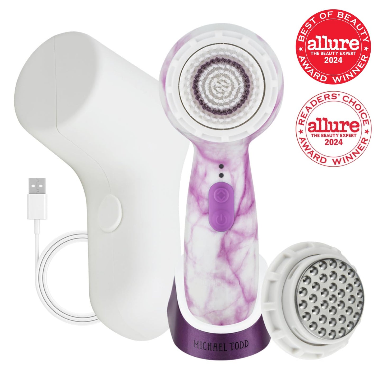 Facial Cleansing + Exfoliation Brush System with 3 speeds, Serum Infusion Head + Travel Case