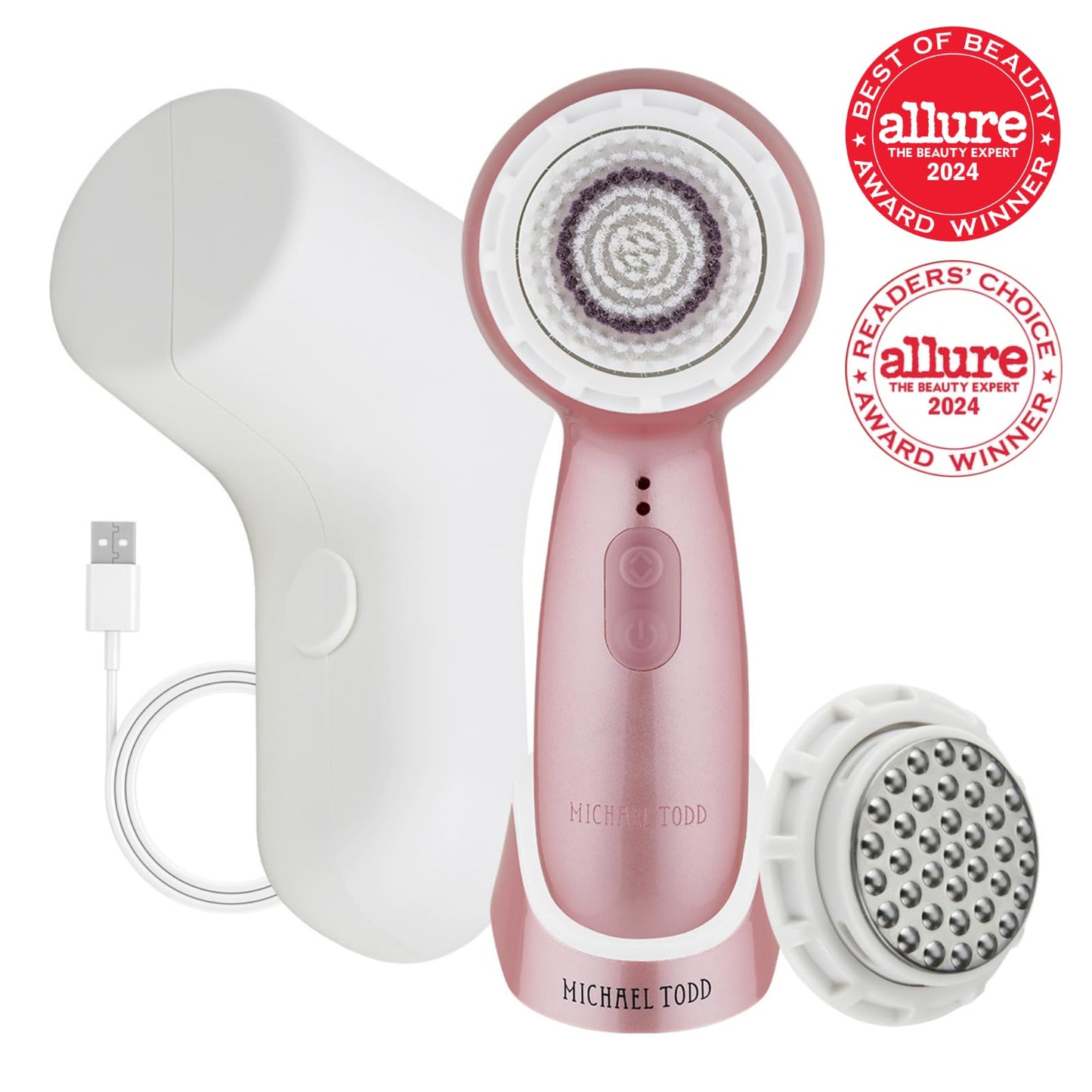 Facial Cleansing + Exfoliation Brush System with 3 speeds, Serum Infusion Head + Travel Case