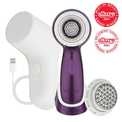 Facial Cleansing + Exfoliation Brush System with 3 speeds, Serum Infusion Head + Travel Case