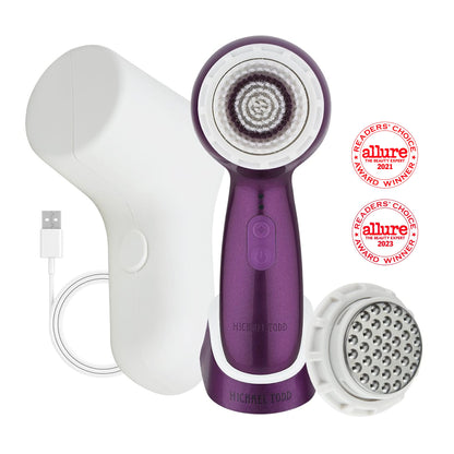 Facial Cleansing + Exfoliation Brush System with 3 speeds, Serum Infusion Head + Travel Case