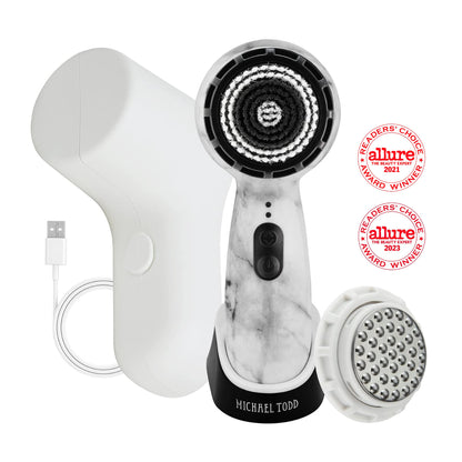 Facial Cleansing + Exfoliation Brush System with 3 speeds, Serum Infusion Head + Travel Case