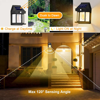 Motion Sensor Solar Wall Lights for Outdoor (Pack of 2)